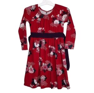 Tea Red Floral Print Summer Long Sleeve Casual Dress Size 7